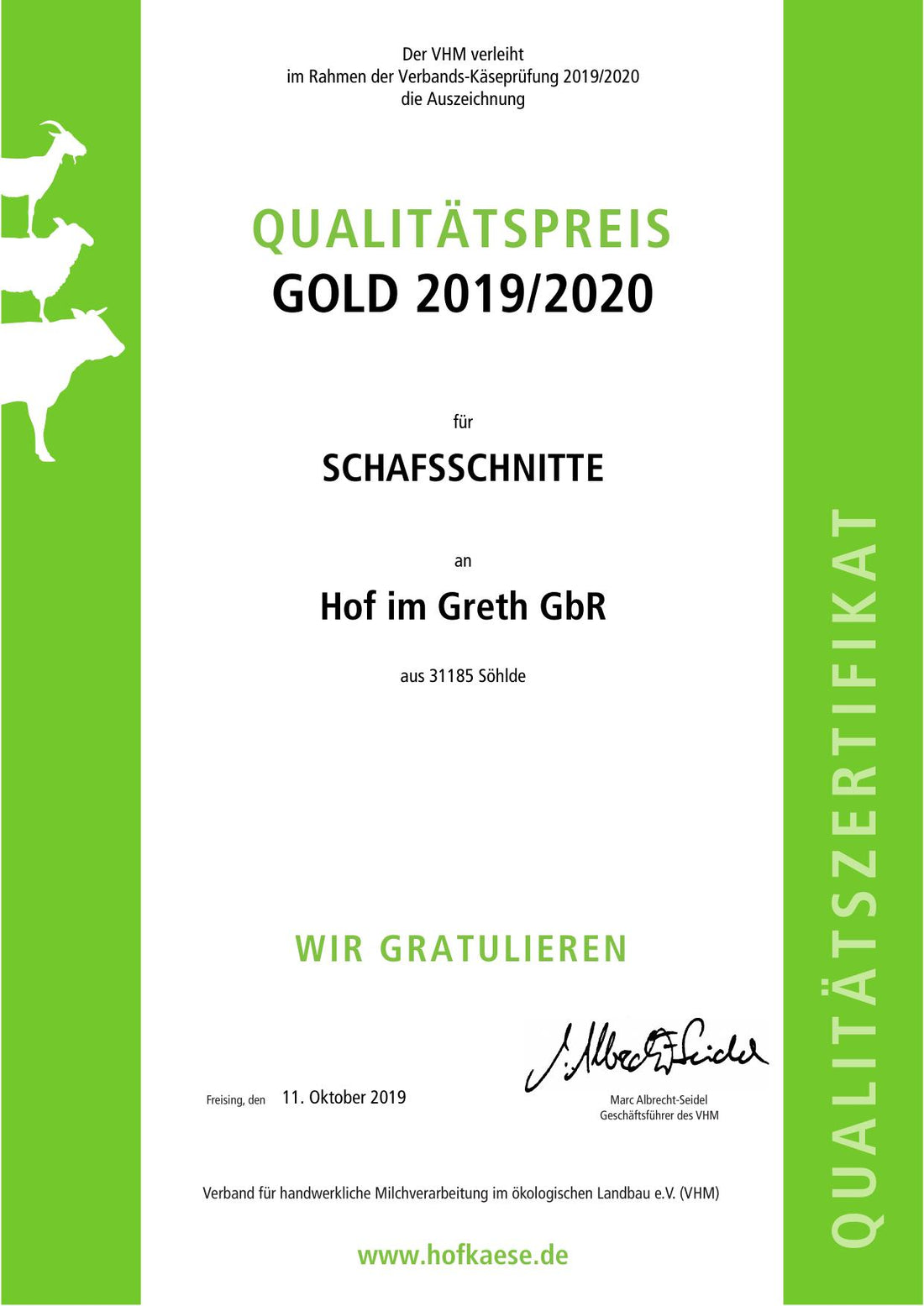 Auszeichnungen vom VHM 2019